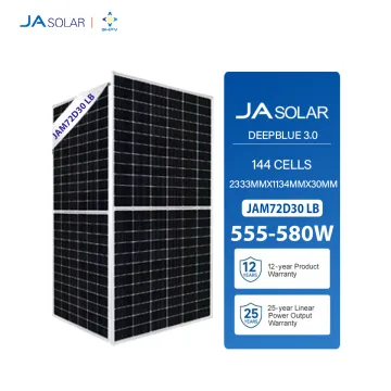 Ja Solar 555W-580W N-Type Bifacial Double Glass Solar Panels for Roof Mounting