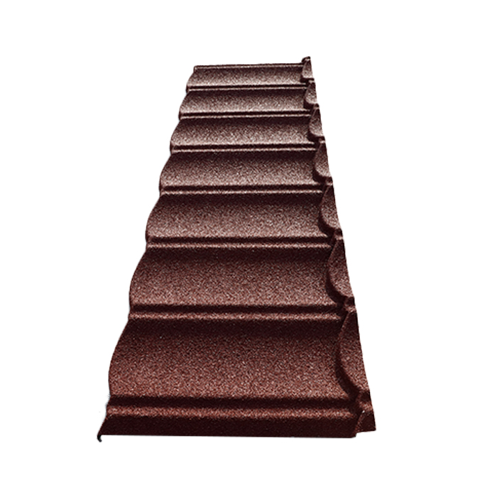 Waterproof color stone coated metal roof tile