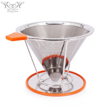 Reusable Stainless Steel Filter Cone With Cup Stand