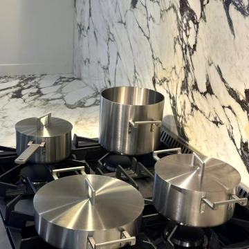Professional Stainless Steel Cookware on Gas Stove