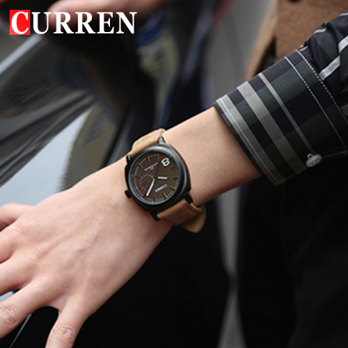 curren quartz watch bezel insert with sub-dial design