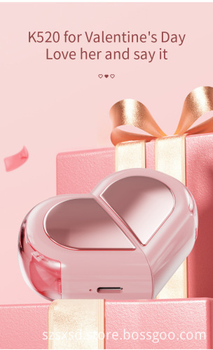 K520 Wireless In-Ear Gaming Headphones: Heart-Shaped Earbuds with 5.3 Hi-Fi Sound and Water-Proof Mic