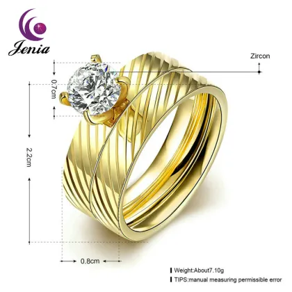 Jenia New Jewelry Women Rings Healthy Titanium Gold Plated Jewellery Ring