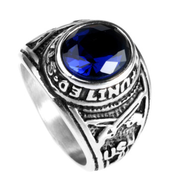 Stainless Steel sapphire Printing men Diamond Ring