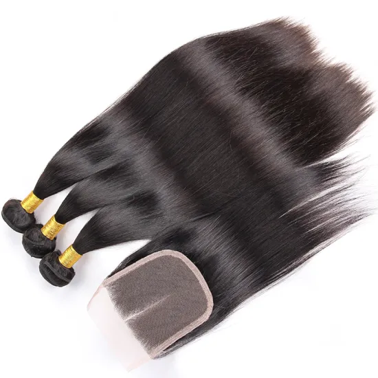 Wholesale 100% Human Hair Unprocessed Virgin Natural Brazilian Remy Hair 4x4 Lace Closure Straight