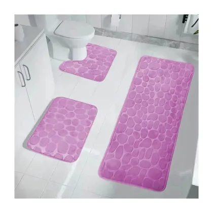 Benyi Carpet Bathmat 3d Design - 3 Pieces Bath Mats Set