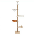 Adjustable Floor to Ceiling Large Wooden Cat Tree Tower 4 Levels Eco-Friendly Modern Design Comfortable Hammock for Cats AIBIKE