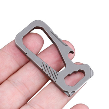 Lightweight Grey Outdoor Survival Multi-Tool T4 Titanium Keychain Carabiner for Car Keys & Backpacks