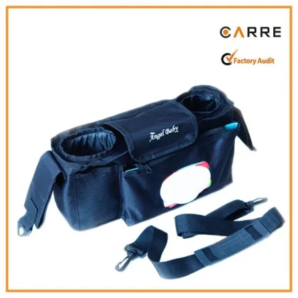 waterproof stroller organizer bag with diaper wipes pocket & shoulder strap