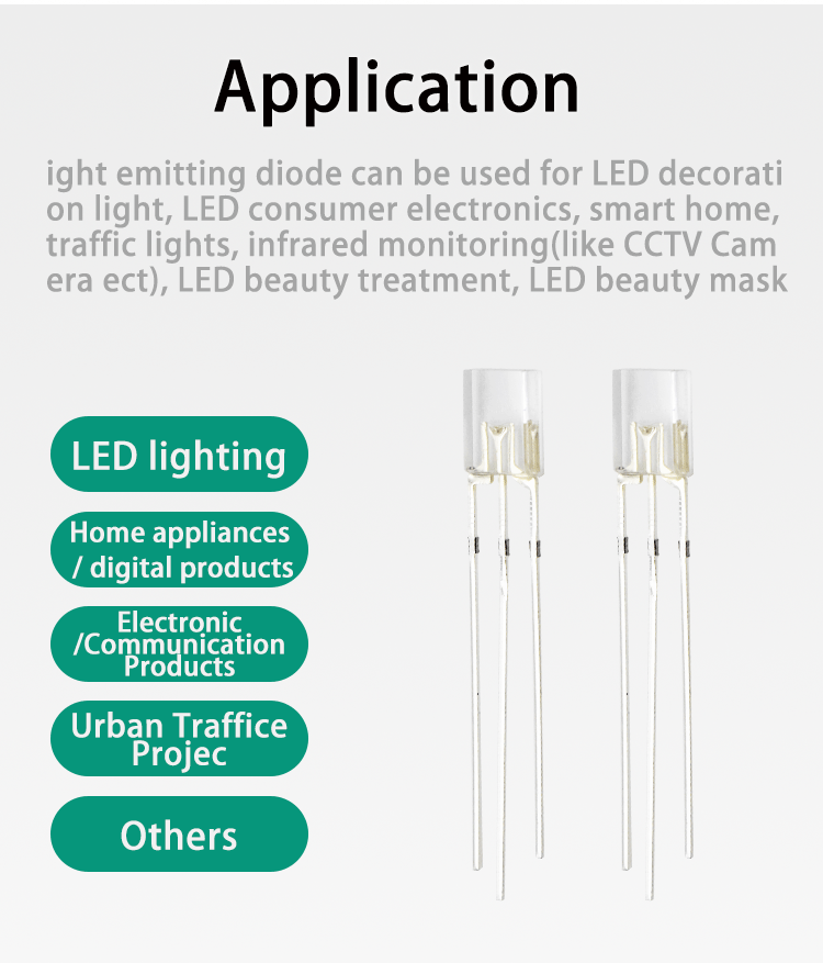 Red and Green Bi-color LED Common Anode Dual Color LED with Rectangle Clear Lens 6