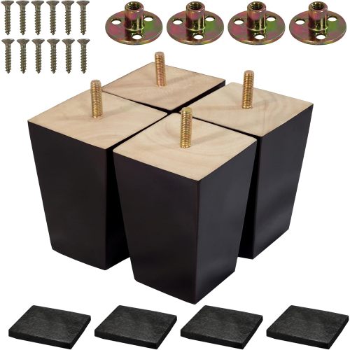Pies de sofá de madera cuadrados, accesorios, patas de muebles para madera