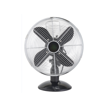 Classic 4-Leaf 12 Inch Metal Desk Fan - High Air Volume Pearl Black