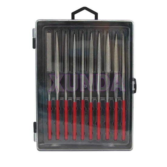 XUNDA 10pc Electroplated Diamond Needle File Set with Plastic Box