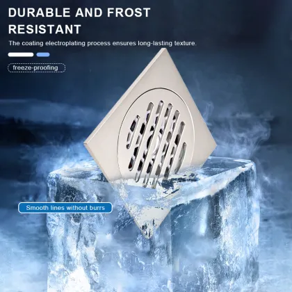 Invisible Square Floor Drain Strainer - Brass Bathroom Drain