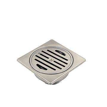 GUIDA 771009 Bathroom Floor Drain: 115x115mm Square Casting Drain with Stainless Steel 55mm Outlet Cover