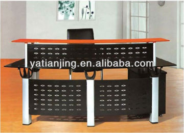 metal glass reception office desk/office furniture