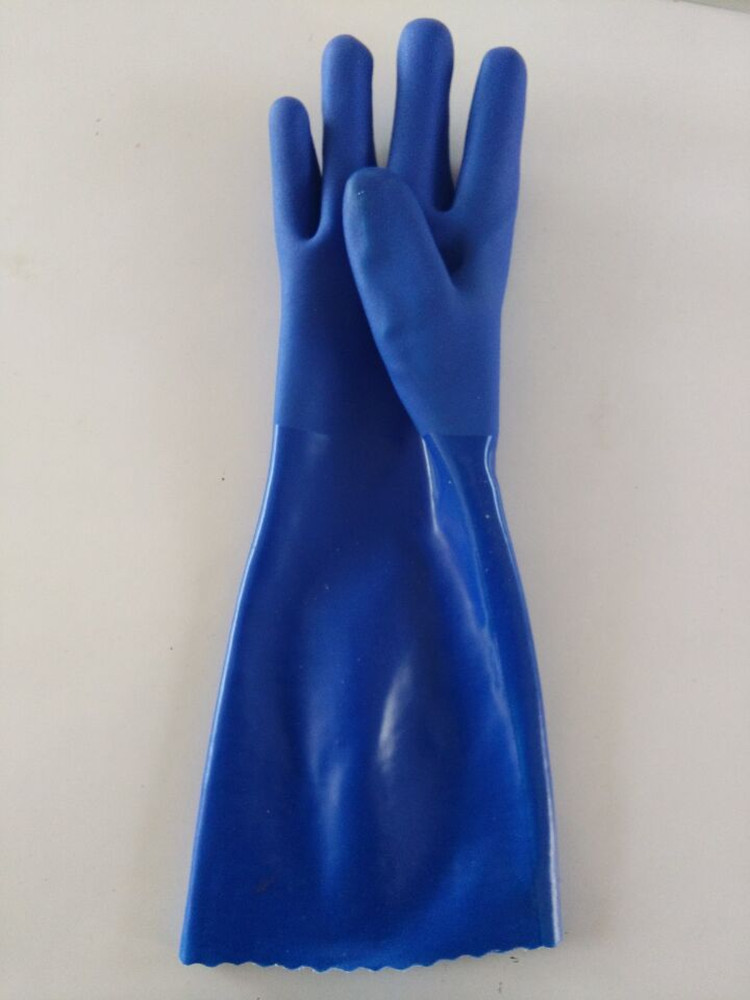 Guantes de PVC de trabajo recubiertos a prueba de agua resistentes a la química