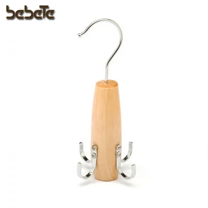 Wooden Shoe Hanger with 4 Hooks