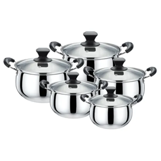 Arc-shaped 5-Piece Stainless Steel Cookware Set