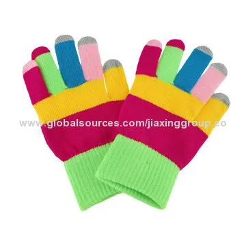 Touch Screen Gloves, Made of 90% Acrylic and 10% Conductive Fiber