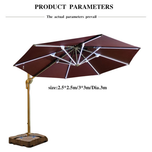 LED Light Garden Aluminum Waterproof Cantilever Umbrella