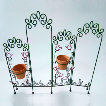 Fence Design Set Of Metal Flower Potstand