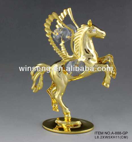 24K Gold Plated Flying Horse for Home Decor Made with swarovski elements