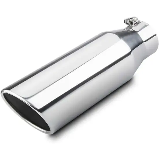 Bolt-On Diesel Exhaust Tip, 4 Inch/6 Inch Outlet, 18 Inch Overall Length, Polished Muffler Tip