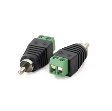 RCA Male Plug to DC 2-Pin Screw Terminal Block Adapter