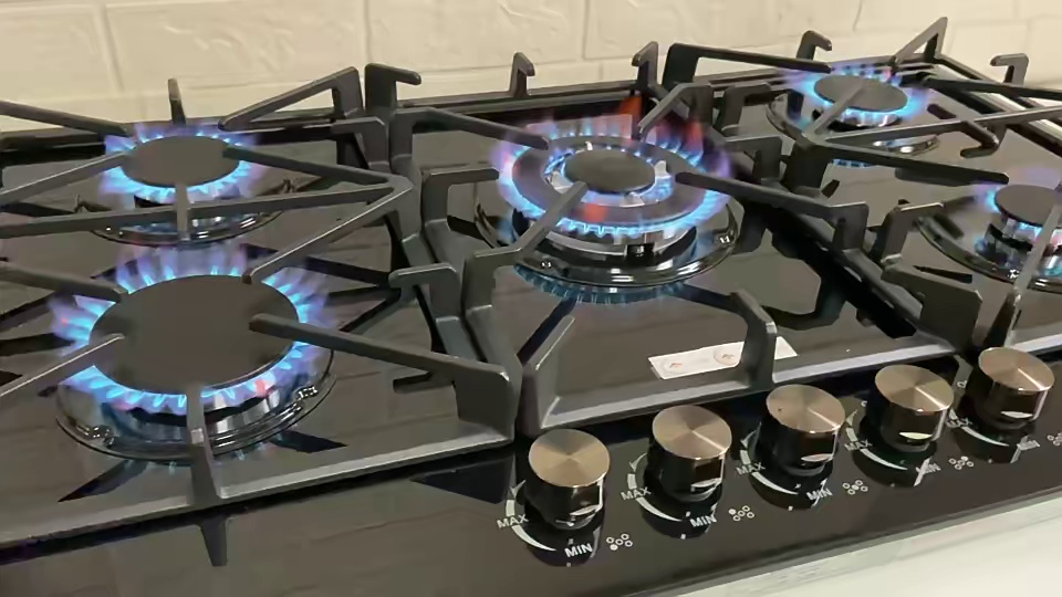 Direct Factory with safety device green tempered glass commercial Industrial Gas Stove