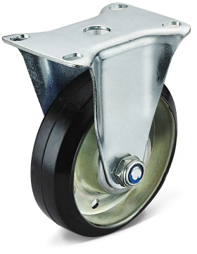 The Black Rubber Flat Bottom Fixed Casters