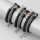 3Pcs a Set 8mm Gemstone Round Beads Bracelet Stainless Steel Bracelet Leather Cord Bracelet for Men Women