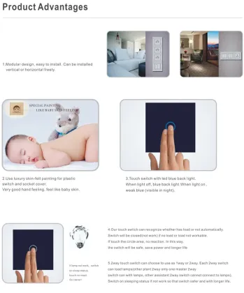 EU standard glass panel vertical switch and socket