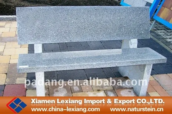 Polished stone bench with back