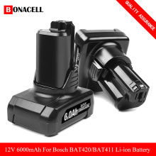 12V 6.0Ah Li-ion BAT420 Replacement Battery for Bosch BAT411 BAT412 BAT413 BAT414 10.8-Volt Max Battery Cordless Power Tools L50