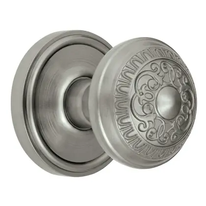 Georgetown Rosette Satin Nickel with Privacy Windsor Knob