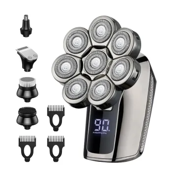 8D Electric Waterproof Head Shaver for Bald Men - 6 in 1 Rotary Shaver Razor