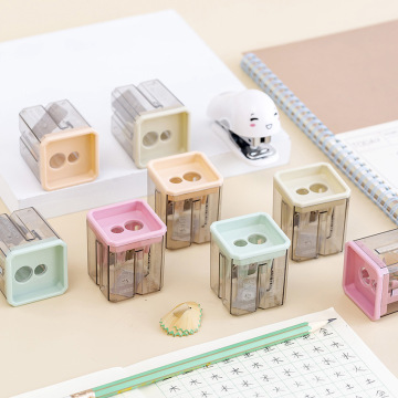 Custom Logo Two-Hole Plastic Pencil Sharpeners for Wholesale: Ideal Office Learning Stationery for Children