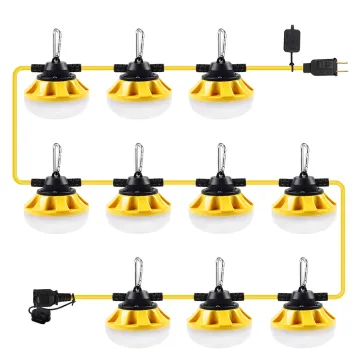 Heavy-duty LED Construction String Lights for Job Sites, Mines, Caves, Basements, and Parking Lots