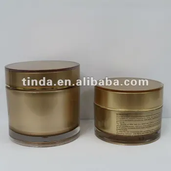 100g 200g Gold Plastic Straight Round PMMA Cream Containers Cosmetic Jar