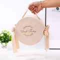 Vlastní logo Ribbon Handle Suede Round Box