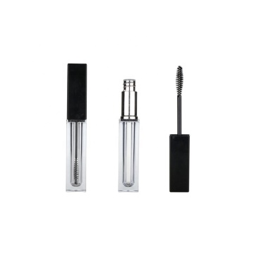 Clear Mascara Bottle with Black Lid and Silver Logo, 6ml, Empty Container with Brush Wand