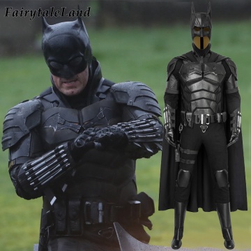 2021 Movie The Batman Bruce Wayne Cosplay Costume Halloween Outfit Adult Robert Pattinson Jumpsuit with Headgear