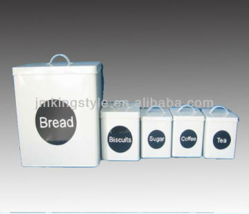 FDA past galvanized White kitchen canister set