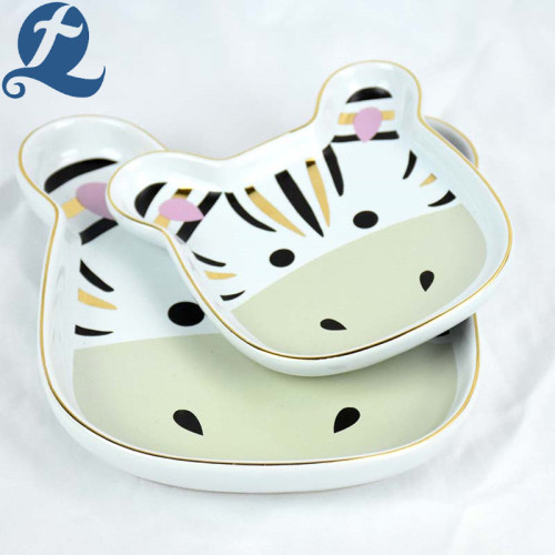 Fashion Printed Cute Donkey Face Ceramic Dog Bowl