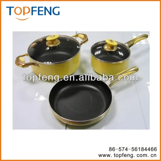 PAN SET OF 5, Golden/non-stick pan set/fry pan set/pots and pans set