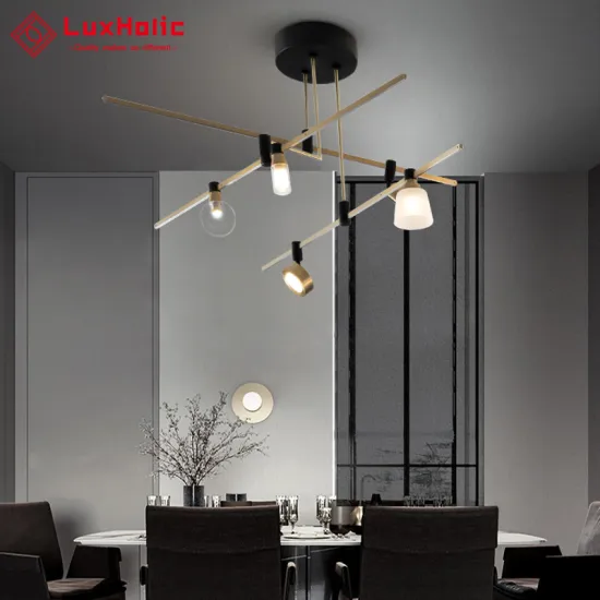 LuxHolic American Gold Metal Modern DIY Pendant Light for Dining Room