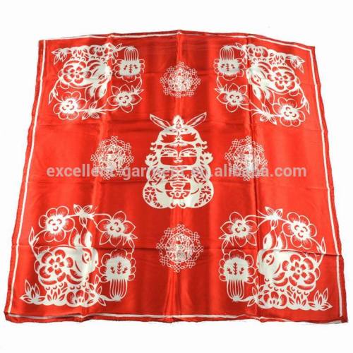 Custom design hand printing ladies 100 polyester scarf for girls 70*70cm