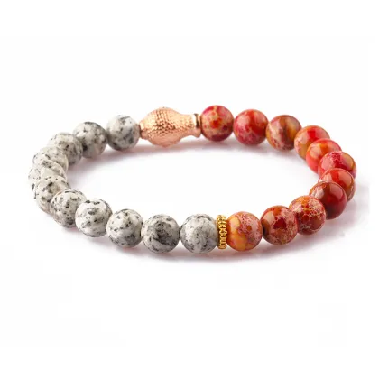 Fashion Yoga Men Buddha Bracelet Red Imperial Jasper Grey Jasper Bead Bracelet