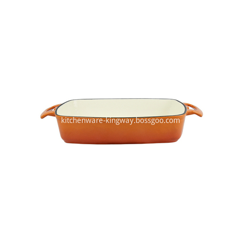 Orange Cast Iron Rectangular Roasting Dish